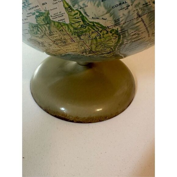 Vintage Rand McNally  Rotatable Desk Metal Stand World Portrait Globe - Picture 4 of 9